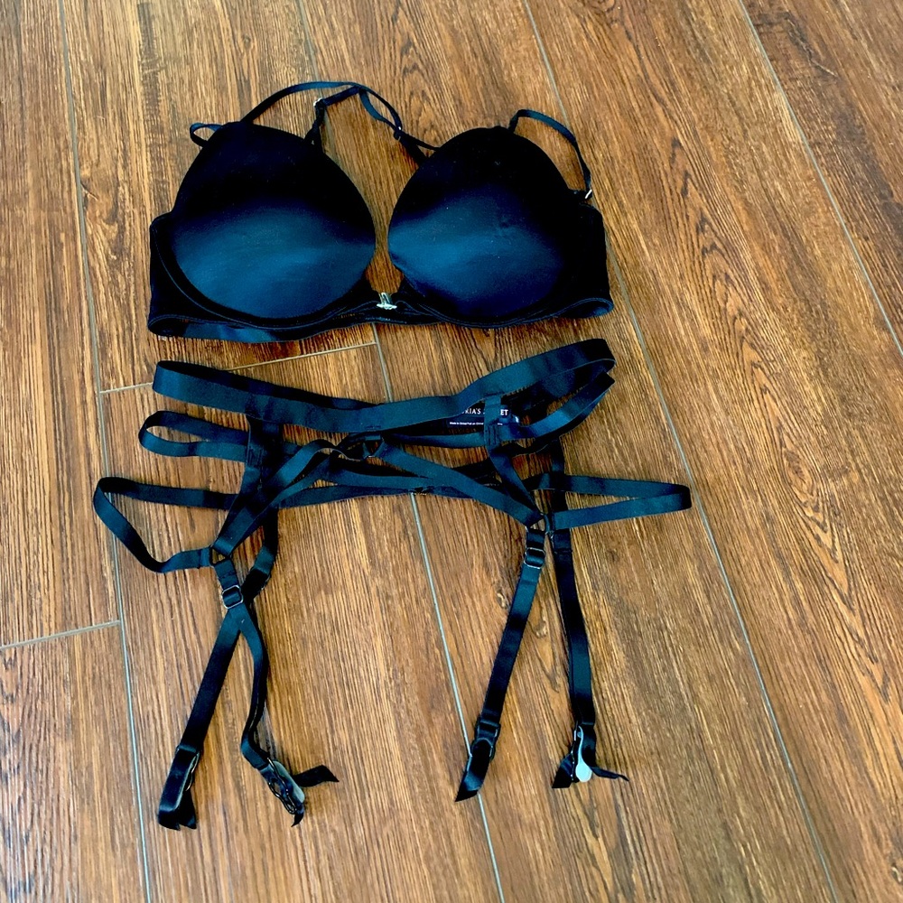 Push up bra and matching garter belt